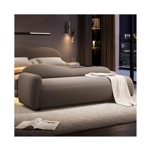 ZKALQECNF Bettbank Schlafzimmer Nachttisch Hocker Sofa Chaiselongue Kleine Wohnung Bank Creme Stil Einfache Sofa Bank Sitzbank Schlafzimmer(Coffee,Klein) von ZKALQECNF