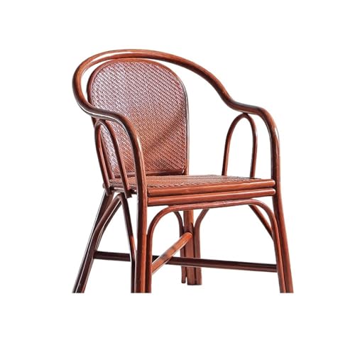 ZKALQECNF Korbstuhl Natürlicher Rattan-Loungesessel mit Armlehne, stapelbarer Rattan-Bistrostuhl for Innen-/Außenterrasse, moderner Rattanstuhl for Restaurant Rattansessel von ZKALQECNF