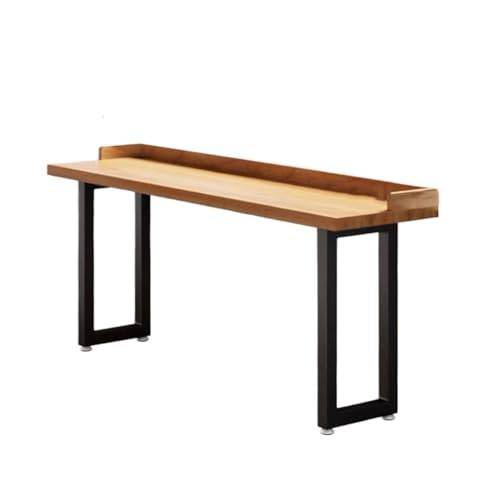 ZKALQECNF Küchentisch Industrieller niedriger Stehtisch mit Spritzschutz und Metallrahmen, Mehrzweck-Langer schmaler Küchen-Esstisch Cocktailtisch(200 * 40 * 75cm) von ZKALQECNF