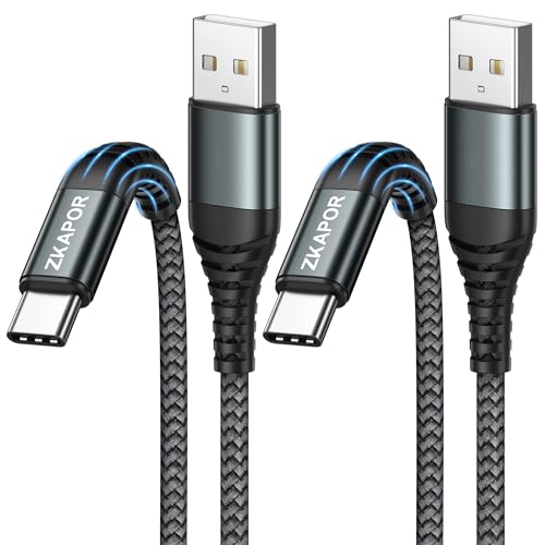 ZKAPOR USB C Kabel [2Stück 3M], 3.1A Ladekabel USB C Schnellladekabel Nylon USB Kabel Typ C Kompatibel Mit iPhone 15/15 Pro Max, Samsung Galaxy S23/S22/S21/S10, Note 10, Huawei P40/P30, Google Pixel von ZKAPOR