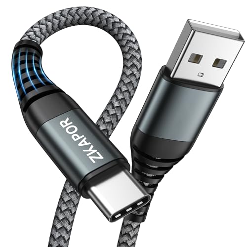 ZKAPOR Extra Lang USB C Kabel 3M, Schnellladekabel USB C 3A Nylon Type C Ladekabel Kompatibel Mit iPhone 15/15 Pro Max, Samsung Galaxy S23/S22/S21/S10, Note 10, Huawei P40/P30, Google Pixel von ZKAPOR