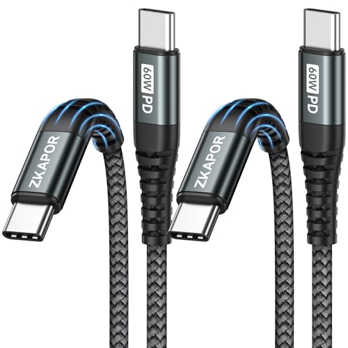 ZKAPOR USB C auf USB C Kabel [2Stück 1M], 60W USB C Kabel PD 3.0 Schnellladekabel USB C auf USB C für iPhone 15 Pro Max, Samsung Galaxy S24/S23/S22, MacBook Pro, Pad Pro/Air, Huawei - Grau von ZKAPOR