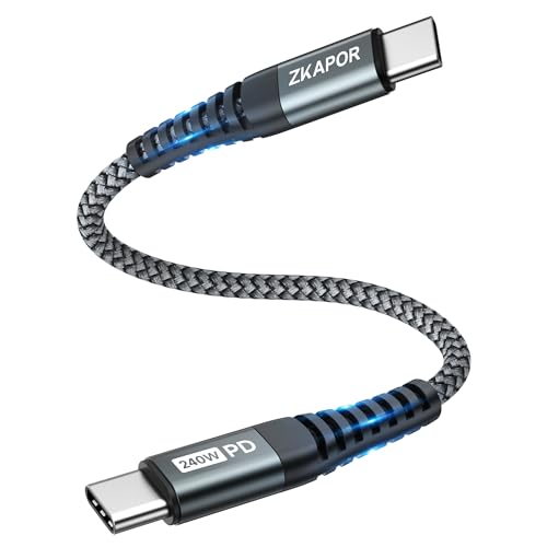 ZKAPOR USB C auf USB C Kabel Kurz 30CM, 240W USB C Kabel PD 3.1 Schnellladekabel 100W USB Typ C Ladekabel für Phone 15/15 Pro Max, Samsung Galaxy S23/S22, Pad Pro, Air, Huawei P40 /Mate 60, Pixel von ZKAPOR