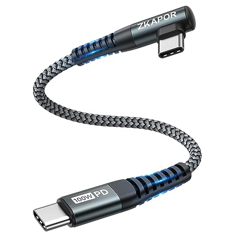 ZKAPOR USB C auf USB C Kabel Kurz 30CM, iPhone 15 Ladekabel USB C 100W USB C Ladekabel 90 Grad Winkel Schnellladekabel für iPhone 15 Pro Max, Samsung Galaxy S23/S22, Pad Pro, Air, Huawei P40 /Mate 60 von ZKAPOR