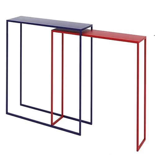 ZKBDBWTR 2er-Set Schmaler Bartisch Aus Eisen, Kleine Moderne Kneipentische for Das Wohnzimmer, Hoher Schmaler Sofatisch for Eingangsbereich, Foyer, Büro, Einfache Montage(Blue,80cm/31.4in) von ZKBDBWTR
