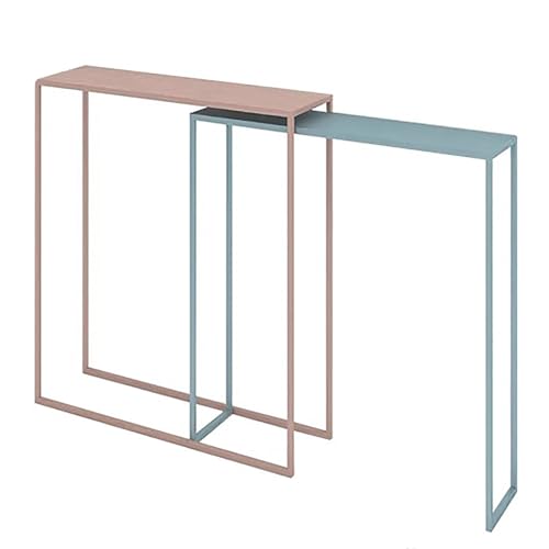 ZKBDBWTR 2er-Set Schmaler Bartisch Aus Eisen, Kleine Moderne Kneipentische for Das Wohnzimmer, Hoher Schmaler Sofatisch for Eingangsbereich, Foyer, Büro, Einfache Montage(Pink,100cm/39.3in) von ZKBDBWTR