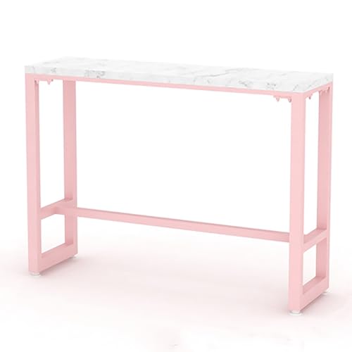 ZKBDBWTR Bartisch in Rosa-Marmorhöhe – Konsolentisch in Thekenhöhe für Küche, Café, Milchteeladen – Rechteckiger Stehtisch(120cm/47.2in) von ZKBDBWTR