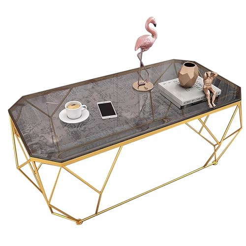 ZKBDBWTR Beistelltisch, Rechteckiger Transparenter Couchtisch aus Gehärtetem Glas, professionelles Backblech aus Metall, für Wohnzimmer, kleine Wohnung(Gray,100cm/39.3in) von ZKBDBWTR
