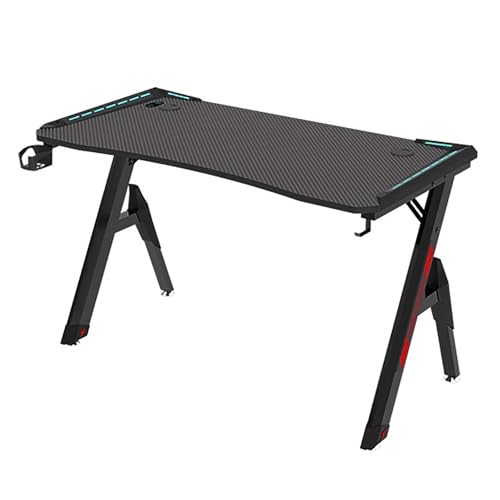 ZKBDBWTR Computer-Gaming-Tisch, Y-Förmige Spieler-Workstation mit Getränkehalter und Kopfhörerhaken für den Esports-Schreibtisch(Black,140cm/55.1in) von ZKBDBWTR