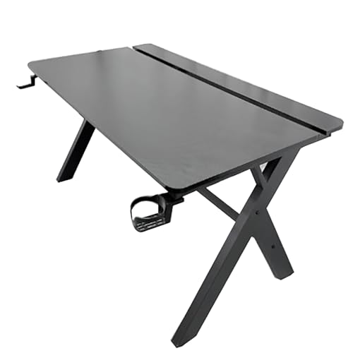 ZKBDBWTR Computertisch aus Kohlefaser, Gaming-Schreibtisch mit X-Beinen, Getränkehalter und Kopfhörerhaken, geräumige, einfach zu montierende Workstation(Black,100cm/39.3in) von ZKBDBWTR