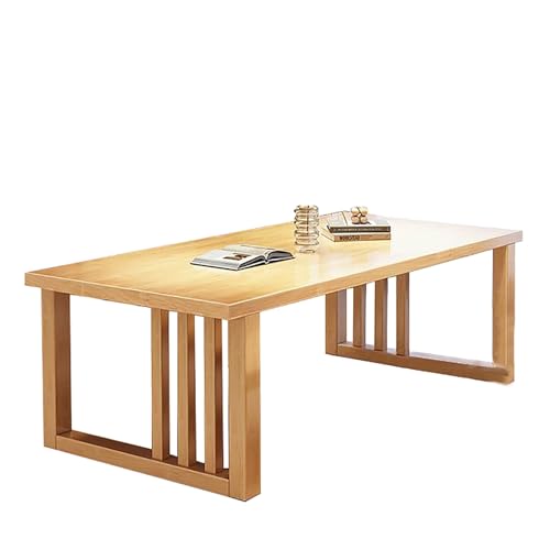 ZKBDBWTR Computertisch aus Massivholz – Großer Arbeitsplatz für Homeoffice, Gaming, Arbeitszimmer und Wohnzimmer – Geräumiger Schreibtisch mit Robuster Konstruktion(Yellow,140cm/55.1in) von ZKBDBWTR