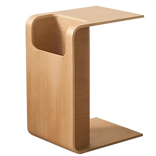 ZKBDBWTR Couchtisch Klein mit Stauraum, C-Förmiger Beistelltisch aus Holz, Kleiner Snacktisch, Nachttisch mit Offenem Raum, für Wohnzimmer, Schlafzimmer(Yellow) von ZKBDBWTR