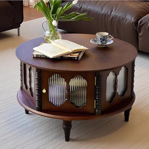 ZKBDBWTR Couchtische, Runder Retro-Beistelltisch aus Massivholz, Teetisch für Balkon/Zuhause, Sofatisch für das Wohnzimmer(Small) von ZKBDBWTR