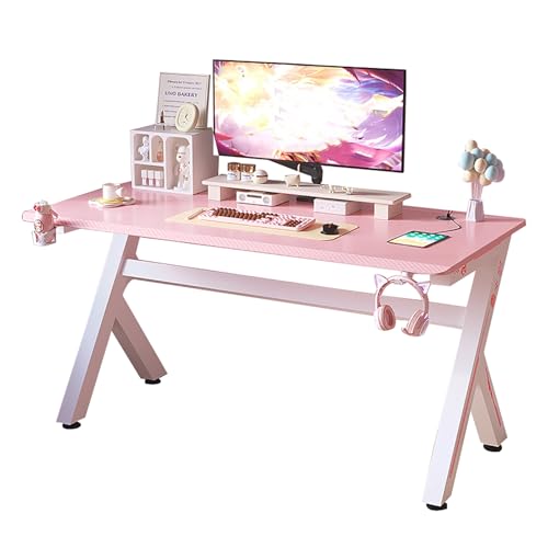 ZKBDBWTR Gaming Tisch mit USB-Ladeanschlüssen, Kleiner Schreibtisch, Gaming-Ecktisch, Computertisch mit Kopfhörerhalter, Getränkehalter, Kabelmanagementbox(120cm/47.2in) von ZKBDBWTR