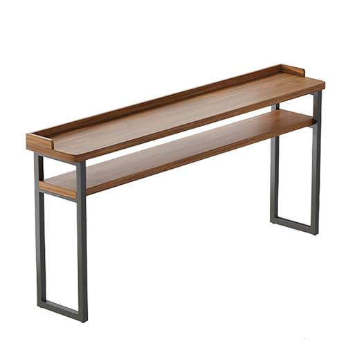 ZKBDBWTR Industrieller Stehtisch, Stabiler Metallrahmen, Hoher Kneipentisch, Tisch mit Live Edge-Thekenhöhe, Langer Tisch an der Wand, für Wohnzimmer, Bar(100cm/39.3in) von ZKBDBWTR