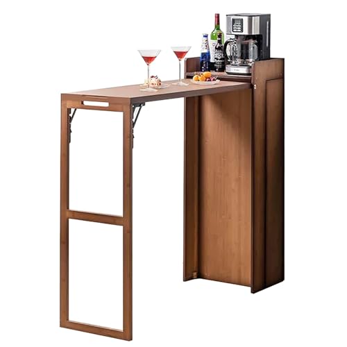 ZKBDBWTR Klappbarer Stehtisch mit Weinaufbewahrung, Ausziehbarer Esstisch und 2-in-1-Organizer für Küche und Esszimmer, Platzsparende Lösung von ZKBDBWTR
