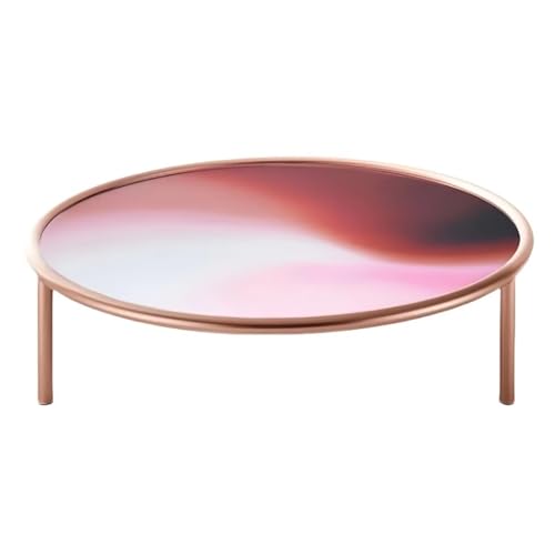 ZKBDBWTR Minimalistischer runder Couchtisch aus Glas, blauer Beistelltisch aus gehärtetem Glas mit Metallrahmen, moderner Akzenttisch für Wohnzimmer, Schlafzimmer, kleine Räume (Rosa, Groß) von ZKBDBWTR