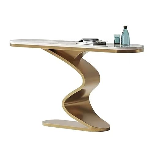 ZKBDBWTR Moderner Konsolentisch Schmal, Sofatisch, Beistelltisch Hoch mit Geometrischen Metallbeinen, Eingangstisch, Hintercouchtisch, Flurdekor(90cm) von ZKBDBWTR