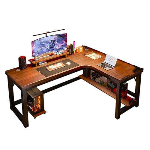 ZKBDBWTR Moderner L-förmiger Gaming- und Computertisch, großer Eckarbeitsplatz mit Host-Tablett, 59,9 cm breit, Desktop-PC-Schreibtisch für Schlafzimmer und Wohnzimmer (140 cm) von ZKBDBWTR