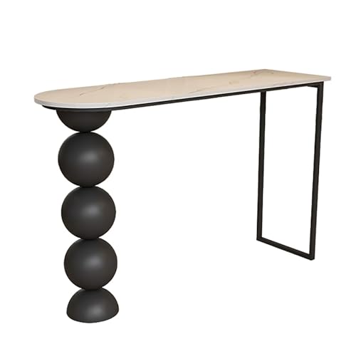 ZKBDBWTR Moderner Stehtisch mit Römischem Säulenbein, Schmaler Hoher Tisch in Thekenhöhe mit Schieferplatte, Kücheninseltisch für Küche, Café oder Eingangsbereich(140cm/55.1in) von ZKBDBWTR