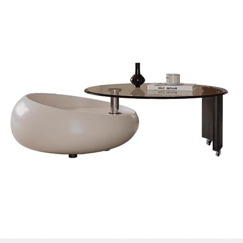 ZKBDBWTR Modernes Rundes Couchtisch-Set, Kreativer Beistelltisch aus Glas, Drehbarer Mitteltisch, Offenes Design für Wohnzimmer, Schlafzimmer von ZKBDBWTR