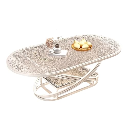 ZKBDBWTR Runder Couchtisch, Mitteltisch mit Stauraum, Beistelltische mit Stabilem Metallrahmen und Gehärtetem Glas, Tisch Wohnzimmer Klein fürs Esszimmer(White,120cm/47.2in) von ZKBDBWTR