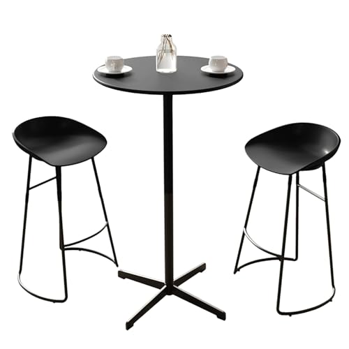 ZKBDBWTR Runder Stehtisch-Set mit Metallfuß, Moderner Küchentisch für Esszimmer, Cocktail-Bistro, Tisch in Thekenhöhe für die Inneneinrichtung(Black) von ZKBDBWTR