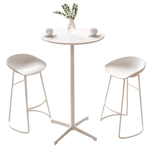 ZKBDBWTR Runder Stehtisch-Set mit Metallfuß, Moderner Küchentisch für Esszimmer, Cocktail-Bistro, Tisch in Thekenhöhe für die Inneneinrichtung(White) von ZKBDBWTR