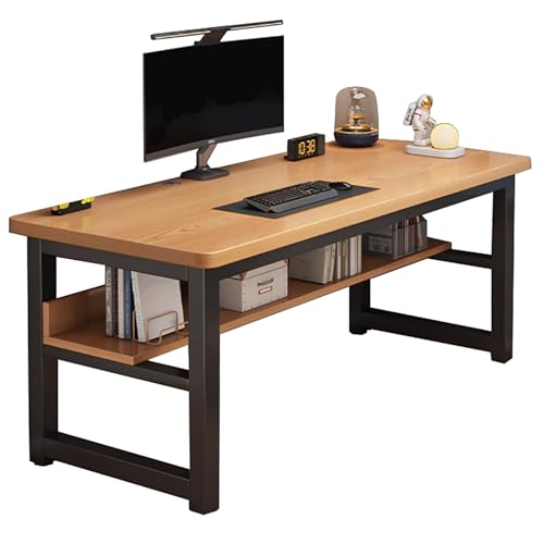 ZKBDBWTR Stabiler Gaming Schreibtisch mit Metallrahmen, Home-Office-Schreibtisch mit Dicker Arbeitsfläche, Tisch Gaming, Computertisch, Schreibarbeitsplatz, Einfach zu Montieren(140cm/55.1in) von ZKBDBWTR