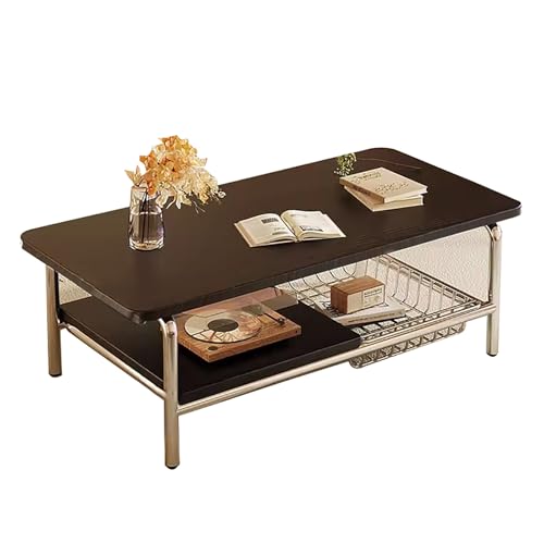 ZKBDBWTR Wohnzimmertisch, Mitteltisch, Couchtisch, einfacher rechteckiger Beistelltisch - mit Ablagefach, geeignet für Schlafzimmer, Büro, Balkon(Black,100cm/39.3in) von ZKBDBWTR