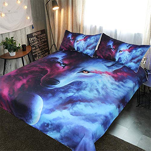 ZKDT 3D Wolf Themenmuster - Bettwäsche Bettbezug 3-Set - Pflegeleichtes Bettwäscheset für Kinder, Jungen, Jugendliche (Wolf 03,200x200 cm) von ZKDT