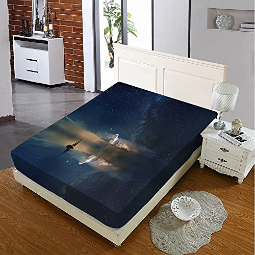 ZKDT Galaxy Spannbettlaken,Spannbetttuch 100% Mikrofaser Spannbettlaken,Tiefe Taschen Matratzenschoner (A2,180 x 200 cm) von ZKDT