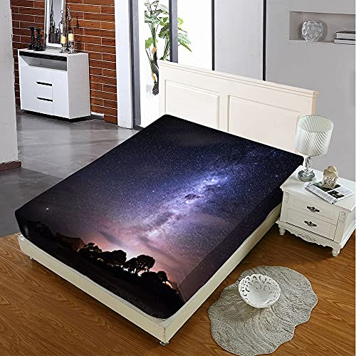 ZKDT Galaxy Spannbettlaken,Spannbetttuch 100% Mikrofaser Spannbettlaken,Tiefe Taschen Matratzenschoner (A6,180 x 200 cm) von ZKDT