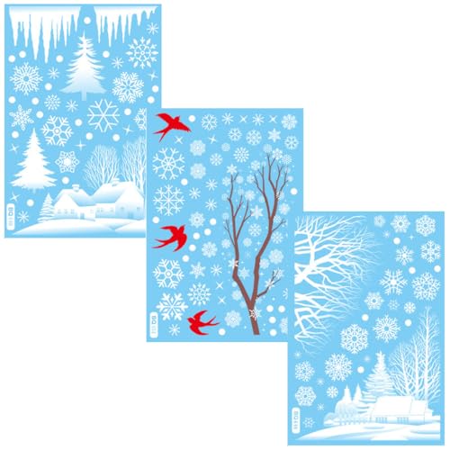 ZKGYUS 3 PCS Fensterdeko Schneeflocken, Weihnachtsdeko Fenster Selbstklebend, Fensterbilder Weihnachten, Schneeflocken Fensterbilder Selbstklebend Christmas Winter Deko von ZKGYUS