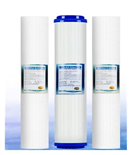 Umkehrosmose Wasserfilter, 20-Zoll-PP-Baumwoll-UDF-CTO-Wasserfilter-Set for Entfernen des dreistufigen Chlorwasserfilter-Zubehörs(1 UK) von ZKLGS
