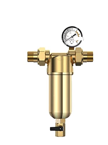 Umkehrosmose Wasserfilter, Wiederverwendbarer Spin-Down-Sediment-Wasserfilter for Vorfiltersystemschutz im ganzen Haus, 40-Mikron-Manometer aus Kupfer(Pressure Gauge) von ZKLGS