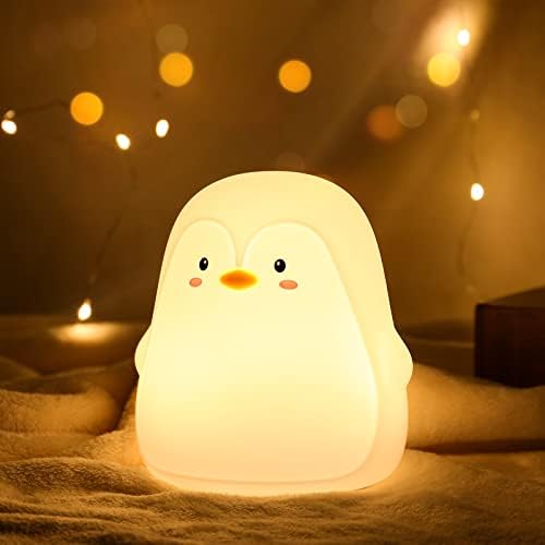 ZKLiLi Nette Pinguin Nachtlicht, Nachtlichter für Kinderzimmer Geburtstagsgeschenke Kawaii Teen Nachtlampe Wiederaufladbare Kleinkind Baby Kindergarten Nachtlicht Tragbare Silikon Tier Kinder Lampe von ZKLiLi