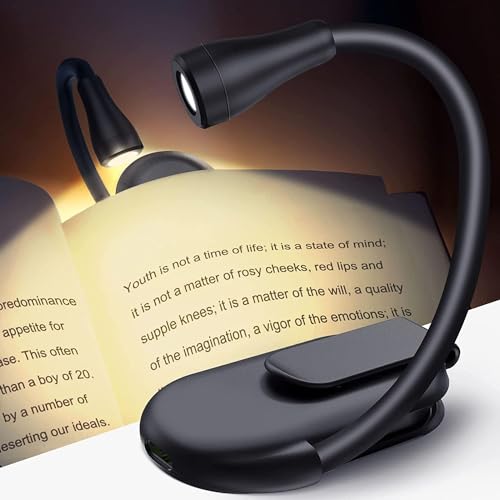 ZKLiLi Buchlicht Clip auf Leselicht für Bett, USB wiederaufladbare Buchlampe, Buch Geschenke für Frauen Männer, tragbare 3 Farbe dimmbare LED kleine Buch Zubehör für Leseliebhaber (weiß) (black) von ZKLiLi