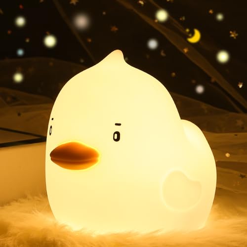 ZKLiLi LED Ente Nachtlicht Nette Lampe Nachtlicht für Kinder Dimmbare Kindergarten Nachtlicht mit Timer Silikon Squishy Duck Portable Wiederaufladbare Touch Nachttisch Zimmer Geschenk (Ente) von ZKLiLi