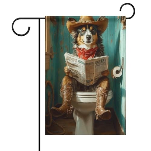 Australischer Schäferhund Cowboy auf der Toilette Flagge Outdoor Garten Beliebte moderne dekorative Designs Stil Einheitsgröße Australischer Schäferhund Cowboy auf der Toilette Flagge Outdoor Garten Beliebte moderne dekorative Designs Stil Einheitsgröße von ZKMBMU