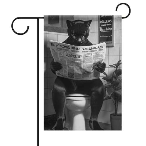 Badezimmer Kunst Panther _ Panther in Toilette _ Kinderbadezimmerdruck _ Tier in der Badewanne _ Panther in Wanne Druck _skurrige Tierkunst Panther 1_3 Flagge Outdoor Garten Beliebte moderne von ZKMBMU