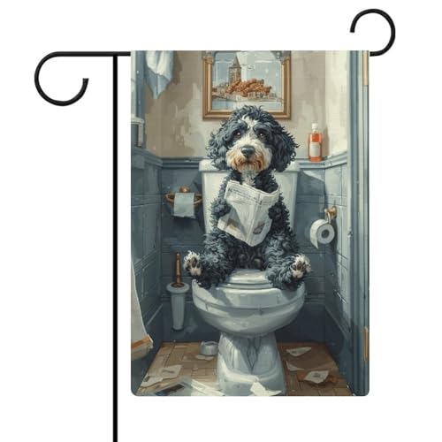 Bernedoodle auf der WC-Flagge, für den Außenbereich, Garten, beliebte, moderne dekorative Designs, 30 x 45 cm Bernedoodle auf der WC-Flagge, für den Außenbereich, Garten, beliebte, moderne dekorative Designs, 30 x 45 cm von ZKMBMU