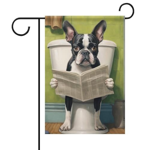Boston Terrier auf WC-Flagge, Outdoor, Garten, beliebte, moderne dekorative Designs, Einheitsgröße Boston Terrier auf WC-Flagge, Outdoor, Garten, beliebte, moderne dekorative Designs, Einheitsgröße von ZKMBMU