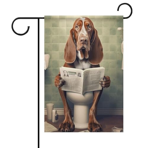 Bracco Italiano sitzend auf der Toilette Flagge Outdoor Garten Beliebte Moderne dekorative Designs Stil Einheitsgröße von ZKMBMU