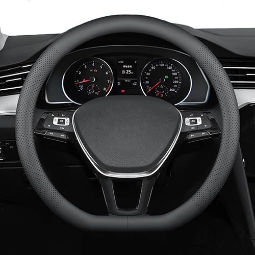 ZKSJFU Lenkradbezug für Skoda Kodiaq 2017-2024 Karoq 2018-2024 Fabia 2007-2024-pr, Nappaleder Steering Wheel Cover Anti-Rutsch Atmungsaktives Lenkradschutz Auto, Universal 37-38cm Lenkradbezug,D von ZKSJFU