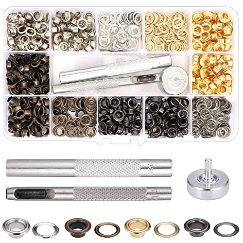 Grommet Werkzeug Kit, Tülle Ösen Set Scheiben Ösenzange Set und 400 Sets 5mm Grommet Ösen mit für DIY Kleidung Leder Handwerk Stoff Planen von ZKSMNB