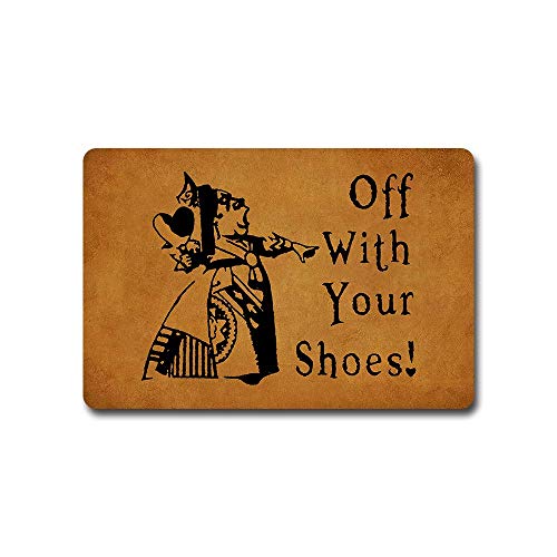 ZKSMYX Off with Your Shoes Fußmatte, Eingangs-Bodenmatte, lustige Fußmatte, dekorative Fußmatte, für drinnen und draußen, 60 x 40 cm, maschinenwaschbare Stoffoberfläche von ZKSMYX