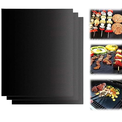 ZKSXOA BBQ Grillmatte für Gasgrill 3er Set Antihaft Teflon Grillmatten Grillplatte Gasgrill,Backmatte Backpapier Wiederverwendbar,für Holzkohlegrill (34 x 24cm) von ZKSXOA