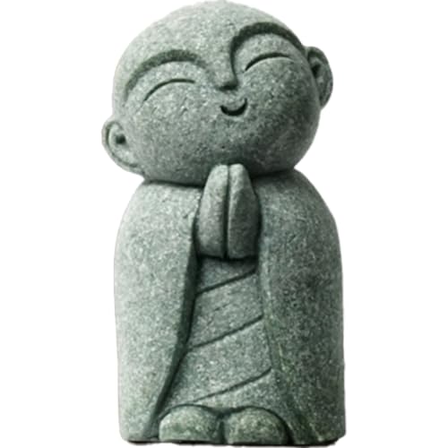ZKSYLSM Buddha-Stein, winzige Buddha-Figuren, Feng Shui-Dekoration, japanische Gartenstatue, kleiner Buddha für Reichtum, Glück und Frieden, Dekoration für Zuhause, Büro, Auto (Jizo-Mönch) von ZKSYLSM