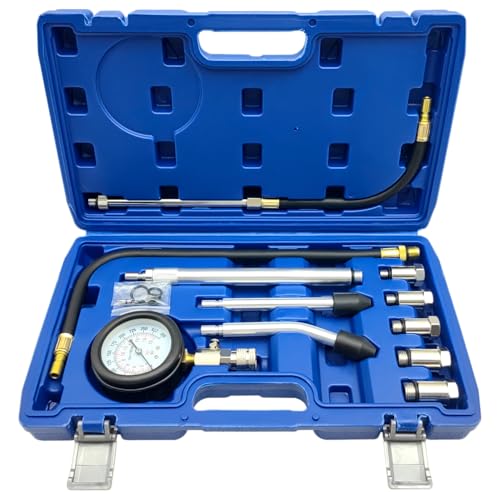 ZKTOOL 11 Stück Auto Kompressionstester-Satz für Benzinmotor 0-300 PSI / 0-20 Bar, Kfz Benzin Motor Kompressionsprüfer, Benzinmotoren Zylinder Kompressionsmessgerät, Zylinderdruck Kompressionsmesser von ZKTOOL